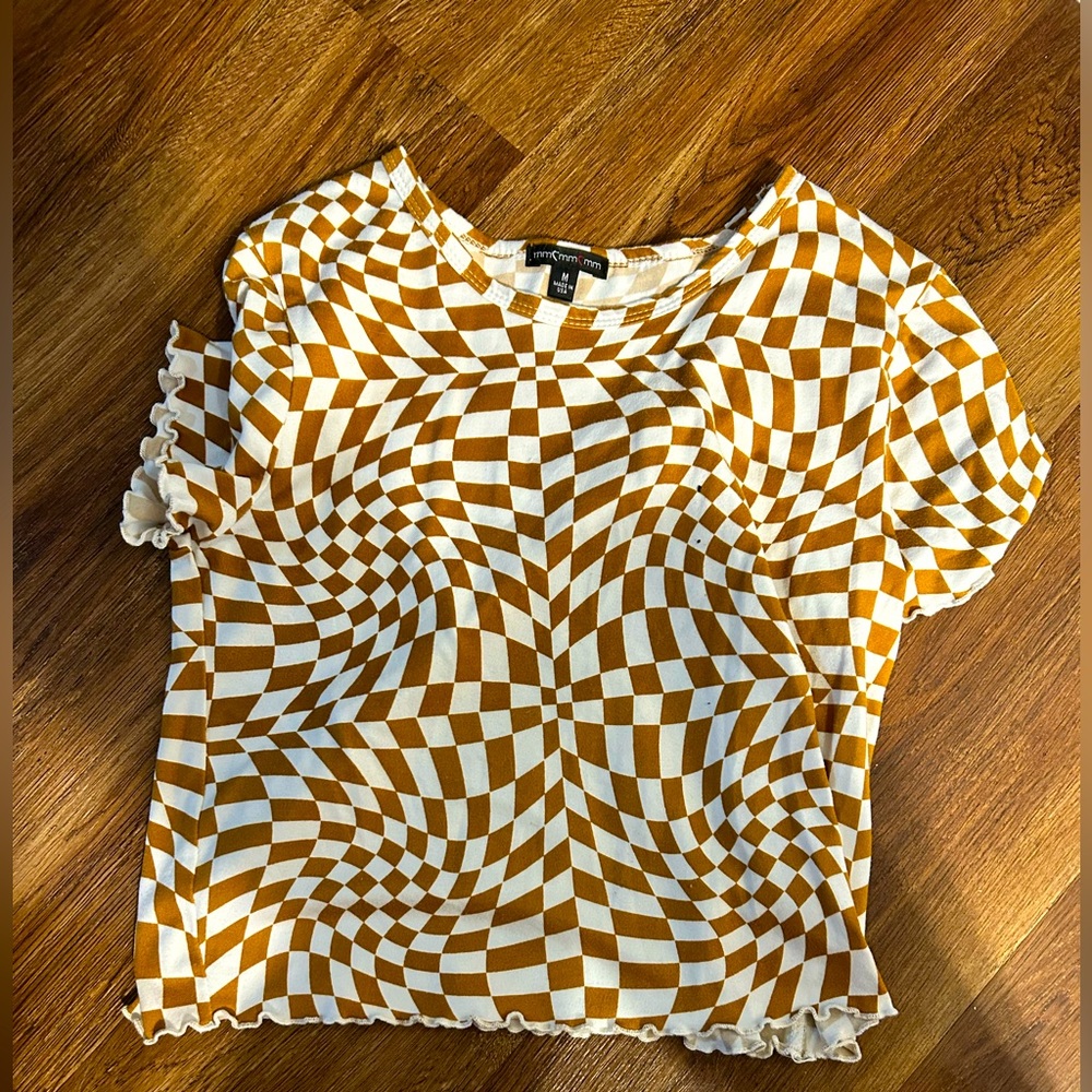 Size~Medium Color~Brown and cream crop top